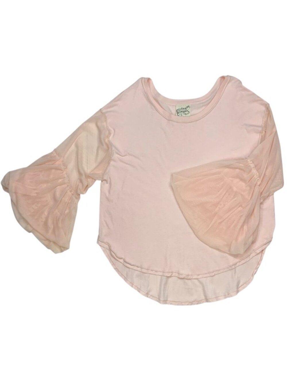 Free People Still Got It Tee Top S Pink Oversized Mesh Bell Sleeves - Picture 15 of 16